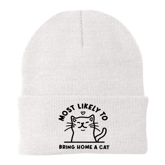 Most Likely To Bring Home A Cat Cute Lovers Christmas Knit Cap Winter Beanie