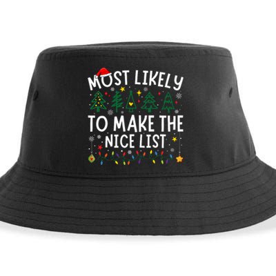 Most Likely To Make The Nice List Matching Christmas Sustainable Bucket Hat