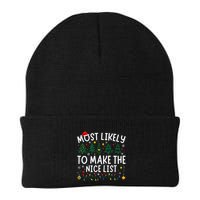 Most Likely To Make The Nice List Matching Christmas Knit Cap Winter Beanie