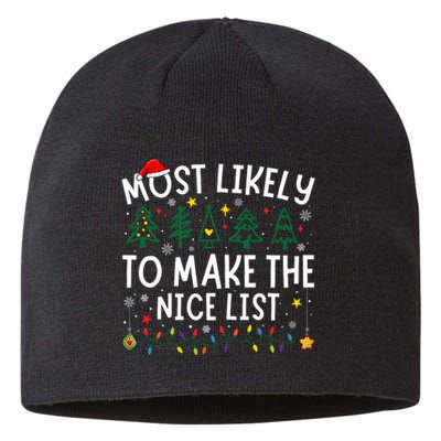 Most Likely To Make The Nice List Matching Christmas Sustainable Beanie