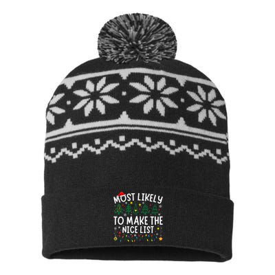 Most Likely To Make The Nice List Matching Christmas USA-Made Snowflake Beanie