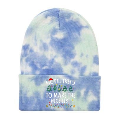 Most Likely To Make The Nice List Matching Christmas Tie Dye 12in Knit Beanie