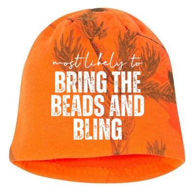 Most Likely To Bring The Beads And Bling Mardi Gras Kati - Camo Knit Beanie