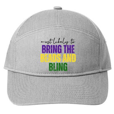 Most Likely To Bring The Beads And Bling Mardi Gras 7-Panel Snapback Hat