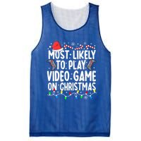 Most Likely To Play Video Game On Christmas Pajamas Gamer Great Gift Mesh Reversible Basketball Jersey Tank