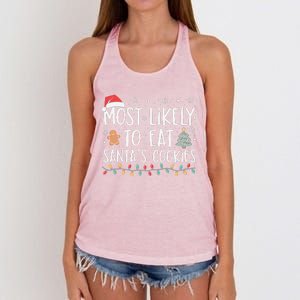 Most Likely To Eat Santas Cookies Xmas Family Christmas Women's Knotted Racerback Tank