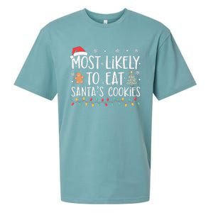 Most Likely To Eat Santas Cookies Xmas Family Christmas Sueded Cloud Jersey T-Shirt