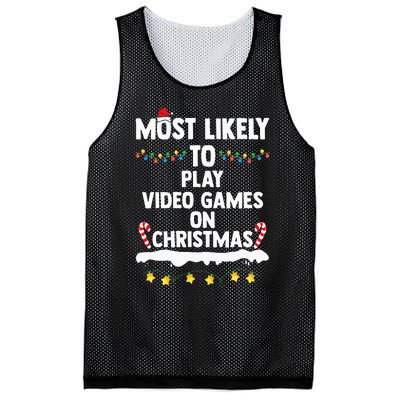 Most Likely To Play Video Games On Christmas Funny Gaming Mesh Reversible Basketball Jersey Tank