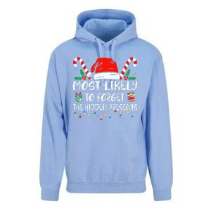 Most Likely To Forget The Hidden Presents Family Christmas Unisex Surf Hoodie