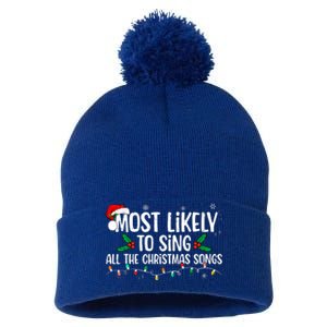 Most Likely To Sing All The Christmas Songs Family Matching Pom Pom 12in Knit Beanie