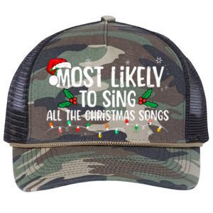 Most Likely To Sing All The Christmas Songs Family Matching Retro Rope Trucker Hat Cap