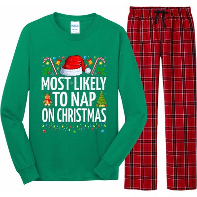 Most Likely To Nap On Christmas Funny Family Christmas Long Sleeve Pajama Set