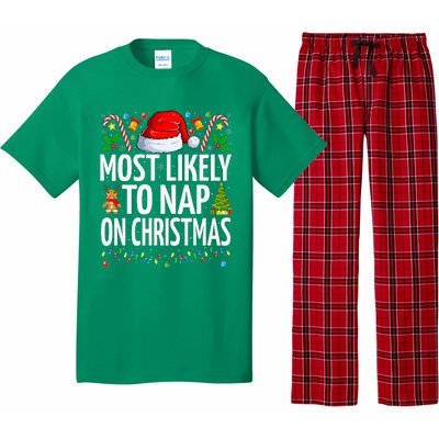 Most Likely To Nap On Christmas Funny Family Christmas Pajama Set