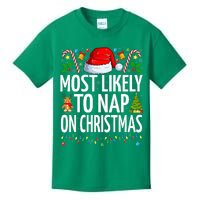 Most Likely To Nap On Christmas Funny Family Christmas Kids T-Shirt