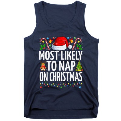 Most Likely To Nap On Christmas Funny Family Christmas Tank Top