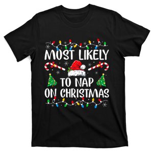 Most Likely To Nap On Christmas Family Matching Christmas T-Shirt