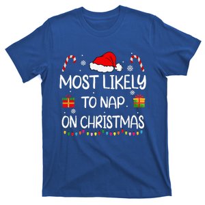 Most Likely To Nap On Christmas family funny matching T-Shirt