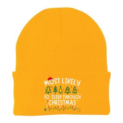 Most Likely To Sleep Through Christmas Matching Christmas Knit Cap Winter Beanie