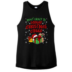 Most Likely To Spread Christmas Cheer Funny Gift Ladies PosiCharge Tri-Blend Wicking Tank