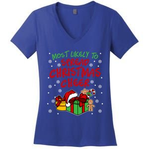 Most Likely To Spread Christmas Cheer Funny Gift Women's V-Neck T-Shirt