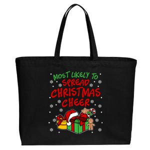 Most Likely To Spread Christmas Cheer Funny Gift Cotton Canvas Jumbo Tote