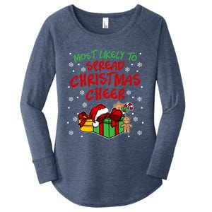 Most Likely To Spread Christmas Cheer Funny Gift Women's Perfect Tri Tunic Long Sleeve Shirt