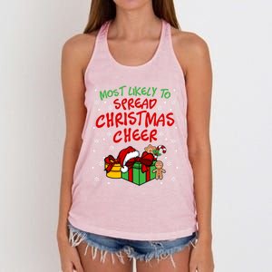 Most Likely To Spread Christmas Cheer Funny Gift Women's Knotted Racerback Tank