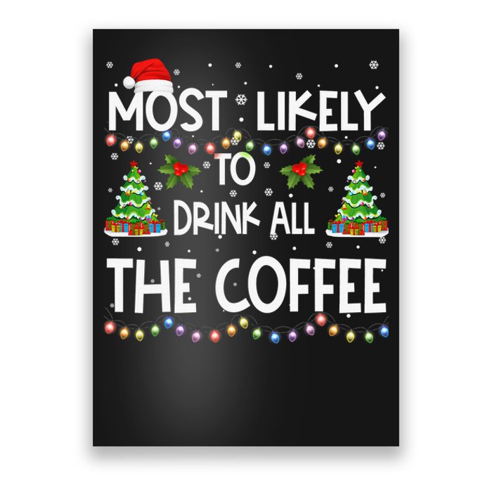 Most Likely To Drink All The Coffee Christmas Poster