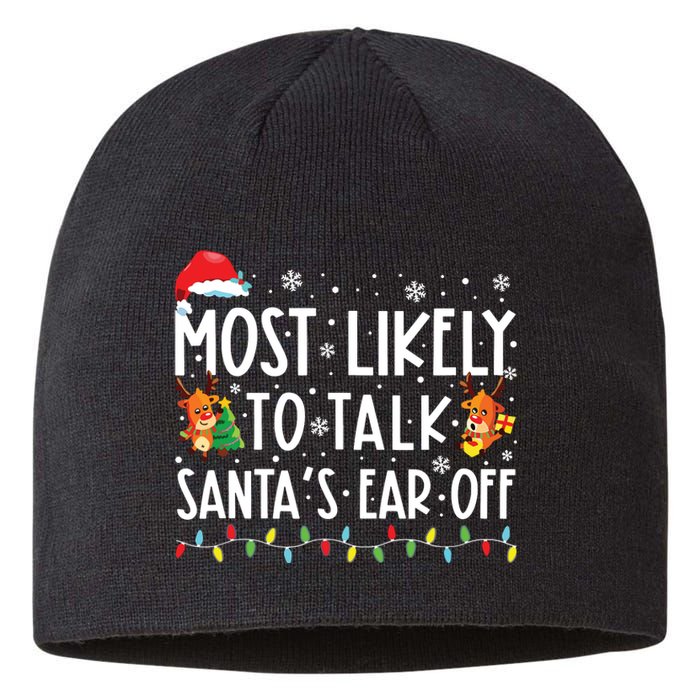 Most Likely To Talk Santas Ear Off Family Christmas Pajamas Sustainable Beanie