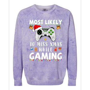 Most Likely To Miss Xmas While Gaming Christmas Matching Colorblast Crewneck Sweatshirt