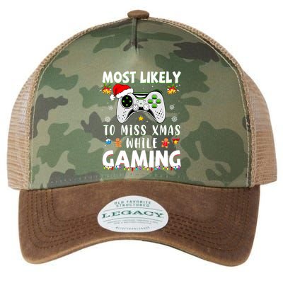 Most Likely To Miss Xmas While Gaming Christmas Matching Legacy Tie Dye Trucker Hat