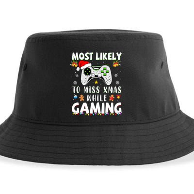 Most Likely To Miss Xmas While Gaming Christmas Matching Sustainable Bucket Hat