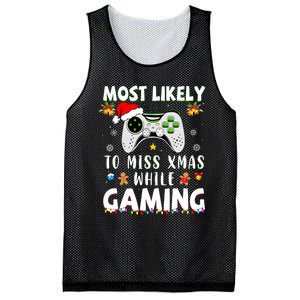 Most Likely To Miss Xmas While Gaming Christmas Matching Mesh Reversible Basketball Jersey Tank