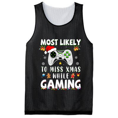 Most Likely To Miss Xmas While Gaming Christmas Matching Mesh Reversible Basketball Jersey Tank