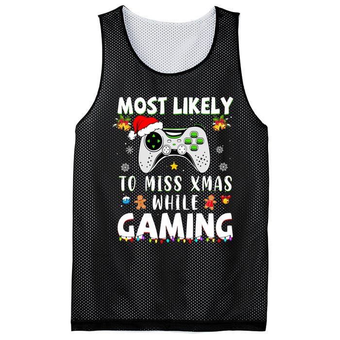 Most Likely To Miss Xmas While Gaming Christmas Matching Mesh Reversible Basketball Jersey Tank