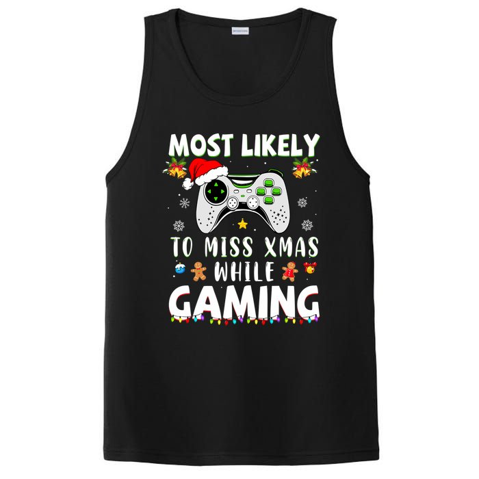 Most Likely To Miss Xmas While Gaming Christmas Matching PosiCharge Competitor Tank