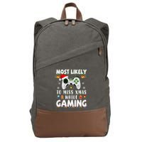 Most Likely To Miss Xmas While Gaming Christmas Matching Cotton Canvas Backpack