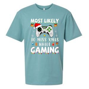 Most Likely To Miss Xmas While Gaming Christmas Matching Sueded Cloud Jersey T-Shirt