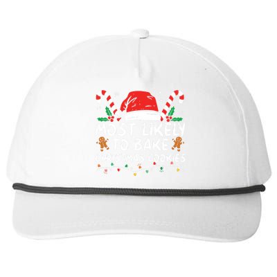 Most Likely To Bake Christmas Cookies Funny Baker Christmas Snapback Five-Panel Rope Hat