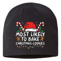 Most Likely To Bake Christmas Cookies Funny Baker Christmas Sustainable Beanie