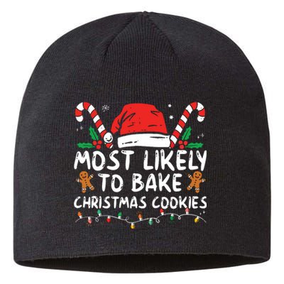 Most Likely To Bake Christmas Cookies Funny Baker Christmas Sustainable Beanie