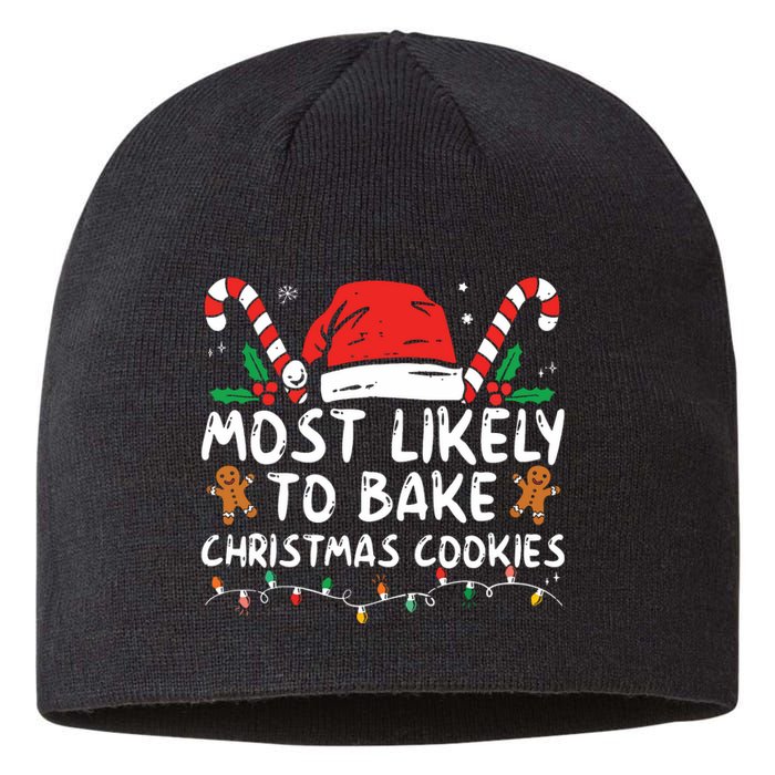 Most Likely To Bake Christmas Cookies Funny Baker Christmas Sustainable Beanie