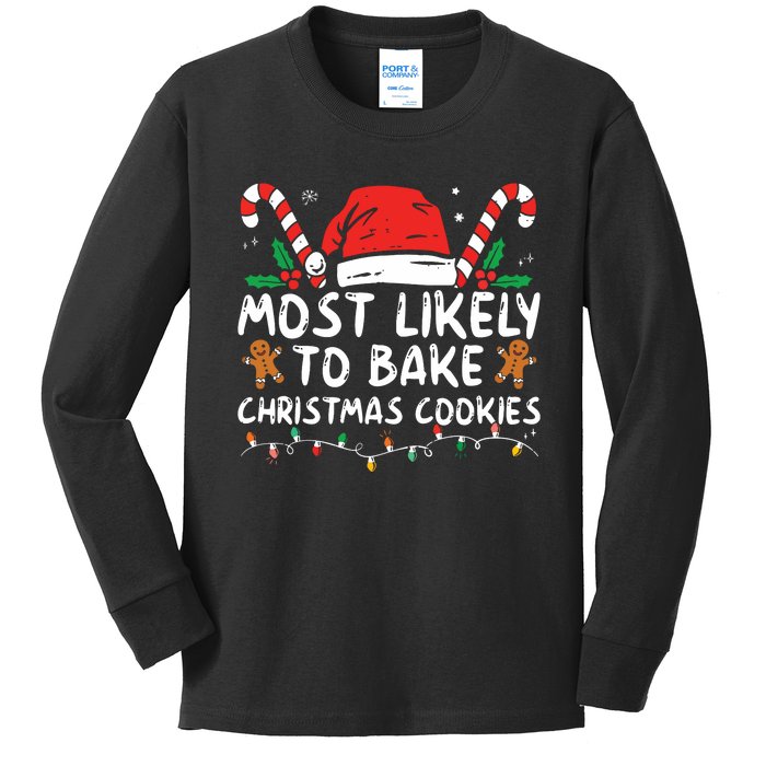 Most Likely To Bake Christmas Cookies Funny Baker Christmas Kids Long Sleeve Shirt