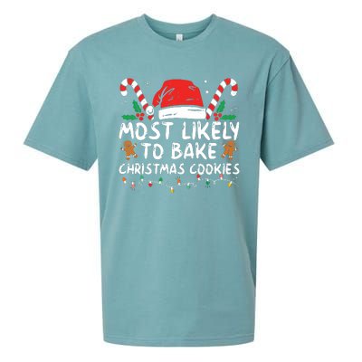 Most Likely To Bake Christmas Cookies Funny Baker Christmas Sueded Cloud Jersey T-Shirt