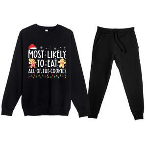 Most Likely To Eat All The Christmas Cookies Family Xmas Premium Crewneck Sweatsuit Set