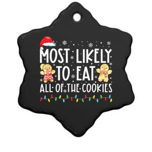 Most Likely To Eat All The Christmas Cookies Family Xmas Ceramic Star Ornament