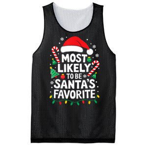 Most Likely To Be SantaS Favorite Adult Christmas Mesh Reversible Basketball Jersey Tank