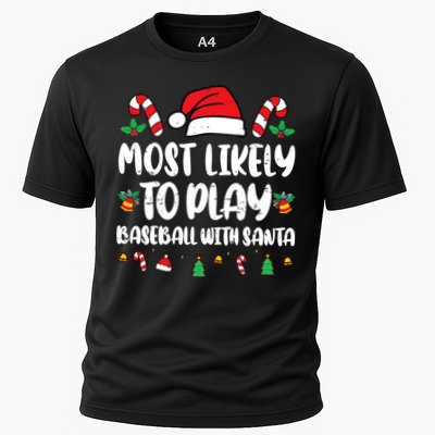 Most Likely To Play Baseball With Santa Family Christmas Cooling Performance Crew T-Shirt