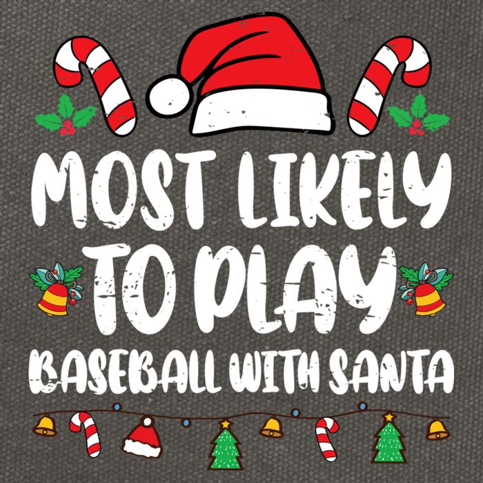 Most Likely To Play Baseball With Santa Family Christmas Cotton Canvas Backpack