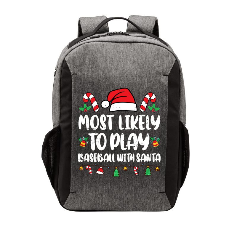 Most Likely To Play Baseball With Santa Family Christmas Vector Backpack